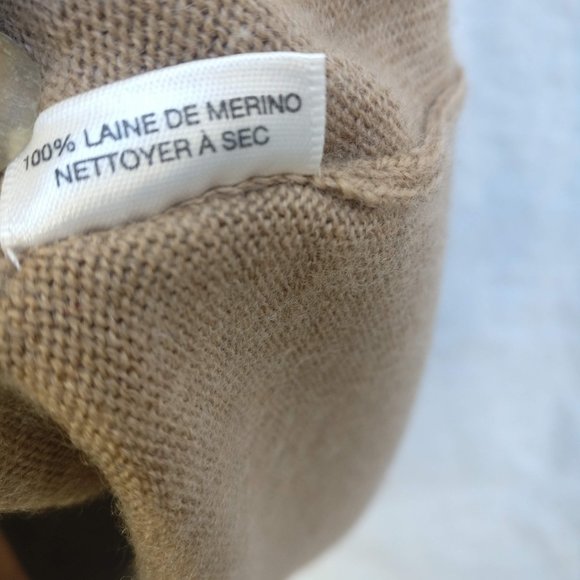 Simple Wool ribbed Knit Sweater Dress 100% Merino Wool, Camel brown - Picture 5 of 6